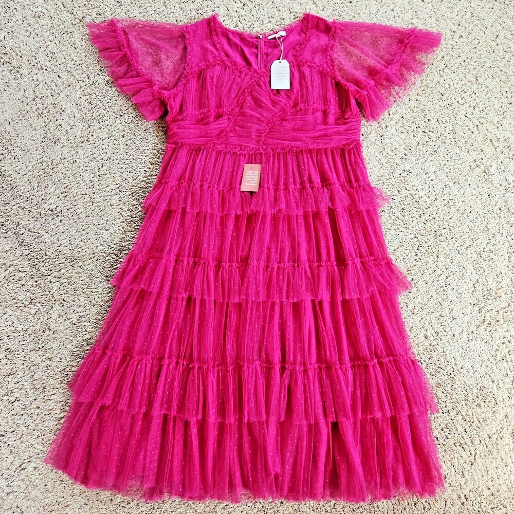 IVY CITY CO Whimsical Fuchsia Tiered Tulle Dress Size 4X NEW Coquette Princess